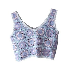 Granny Crochet Cropped Pastel‎ Summer Tank Top